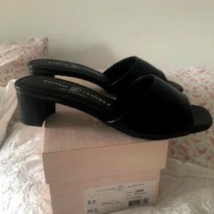 Chinese Laudry Lana Black Leather Slide Sandals